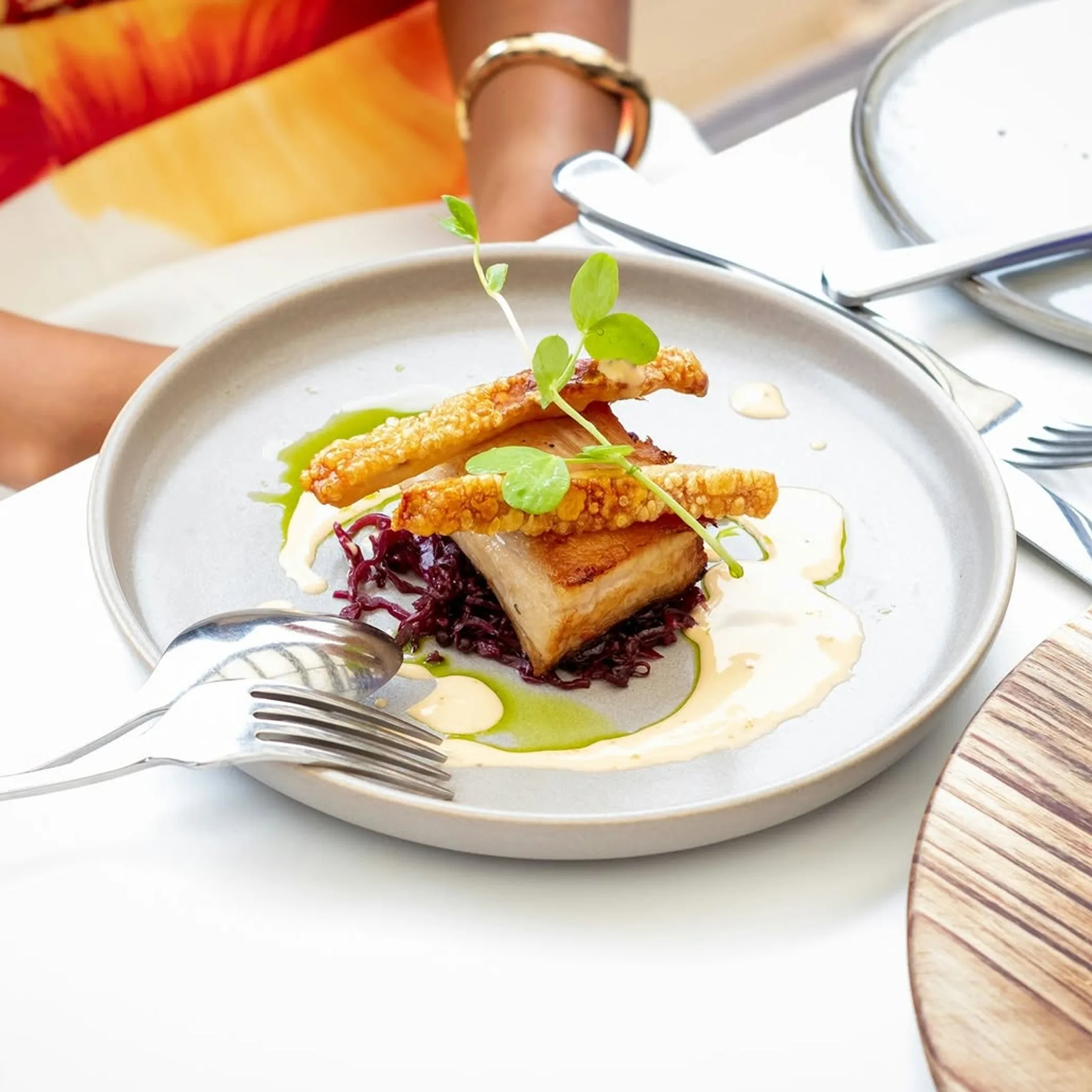 captioned pork belly dish